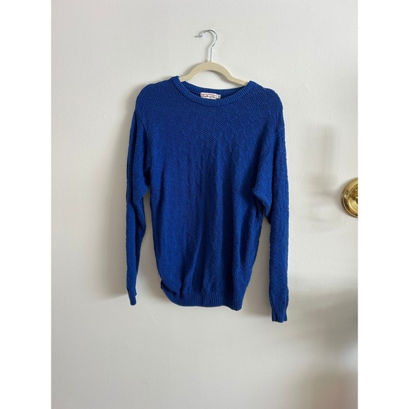 Talbots Womens Royal Blue Textured Diamond Knit Crewneck Sweater Size M - Picture 2 of 3
